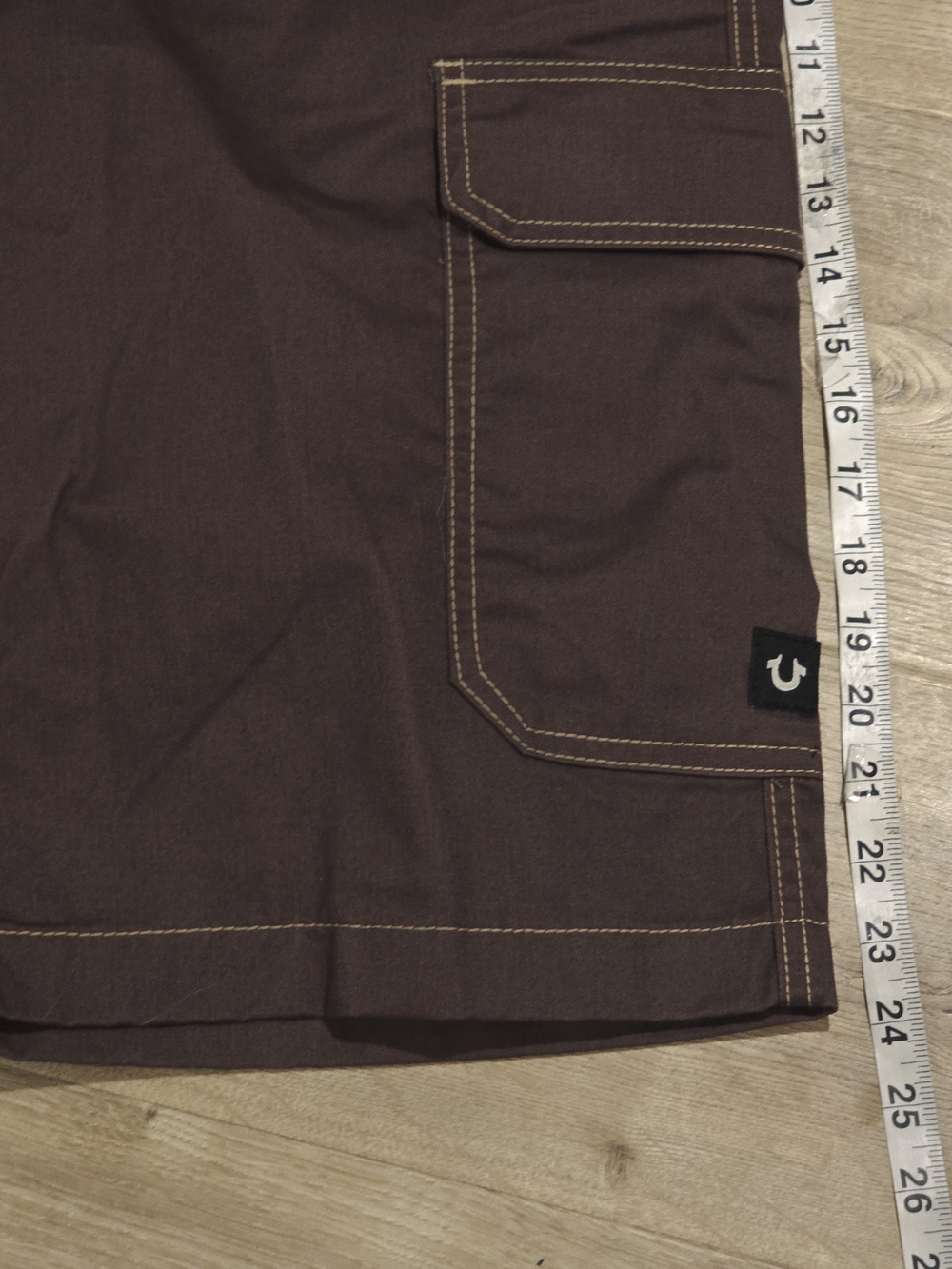 True Religion Cargo Shorts 34 Bracken Brown White Contrast Stitch Y2K Streetwear - Picture 8 of 9